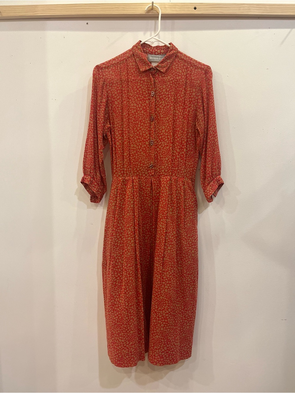 Vintage Bleu Marine Design Paris Cotton Midi Dress